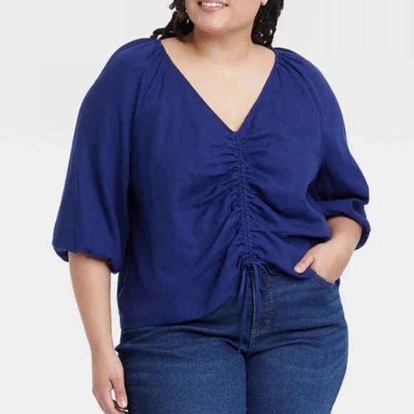 Ava & Viv Women's Plus Size 3/4 Sleeve Ruched Front Top Size 2X - Picture 1 of 6